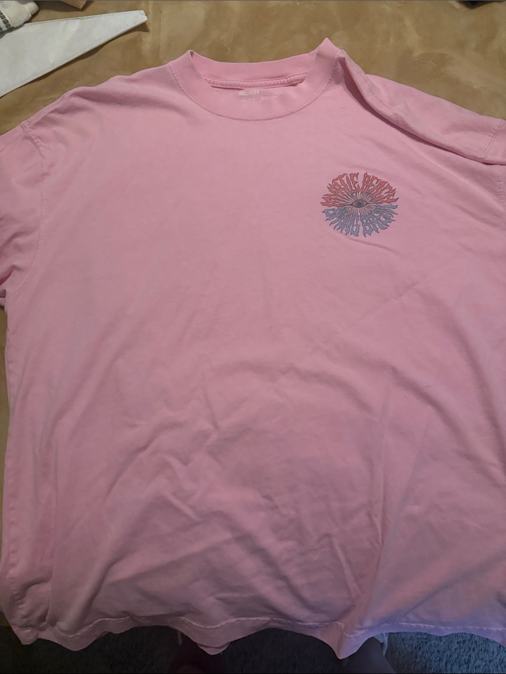 Hollister Pink Short Sleeve Tee with Chest Graphic